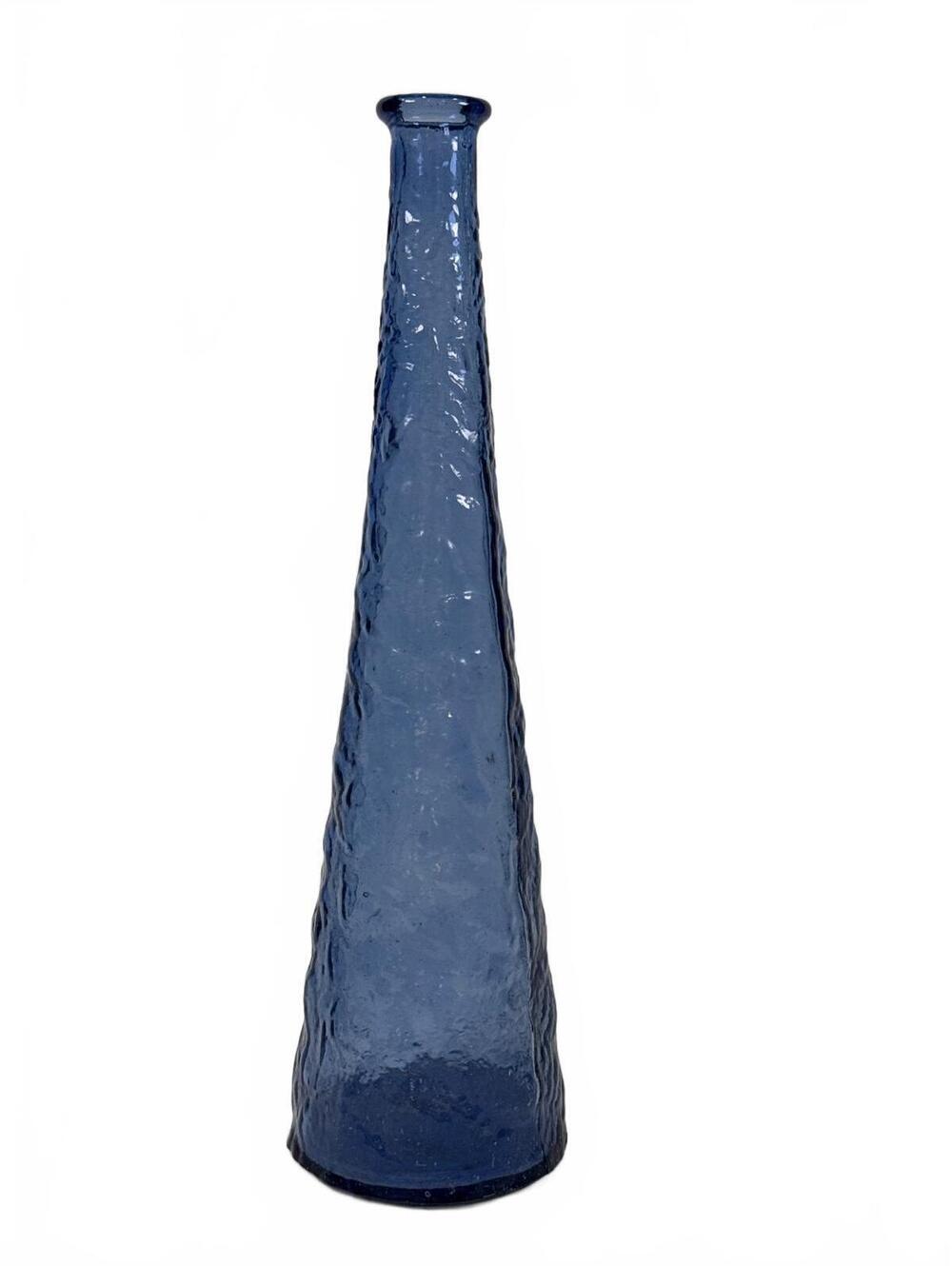 Vintage Mid Century Modern Italian Empoli Blue Textured Art Glass Genie Bottle